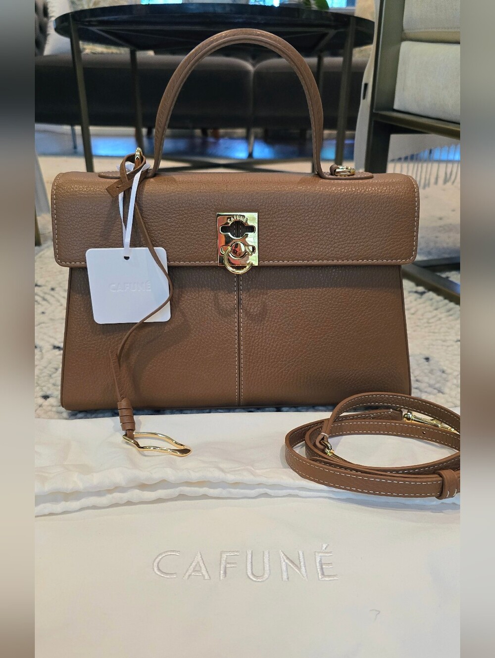 🌟 NWT Cafuné Stance Bag in Brown pebbled leather, Authentic
